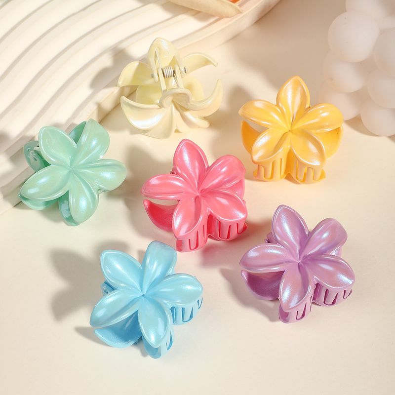 Grazioso accessorio per capelli floreale da 4 cm - Fermaglio a farfalla per la parte posteriore della testa color caramella lucido di alta qualità_voghion.com
