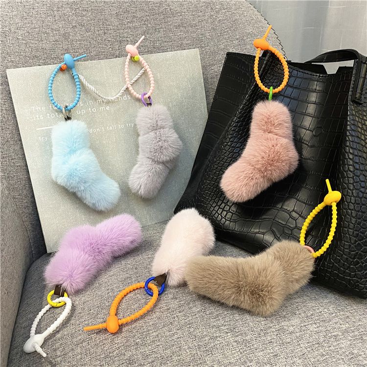 Taschenanhänger, gedrehter Knoten, süßes Mädchen, Süßigkeitenfarbe, Plüsch, Auto-Schlüsselanhänger, Taschenanhänger, Handyhülle, Zubehör, Geschenk_voghion.com