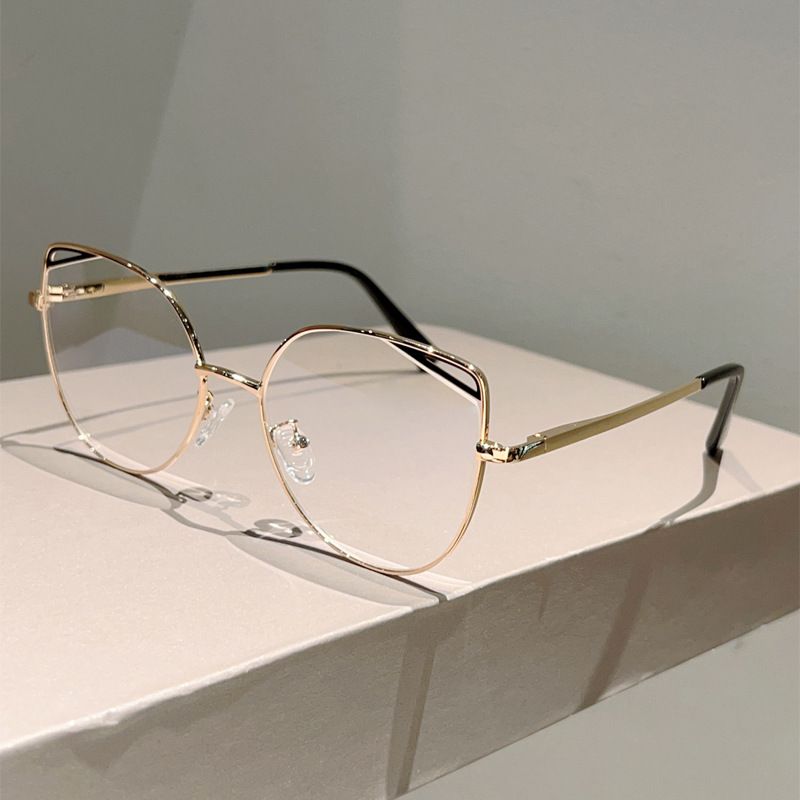 New Cat Eye Hollow Out No Makeup High-end Fashion Plain Simple Versatile Can Be Fitted With Prescription Anti-blue Light_voghion.com