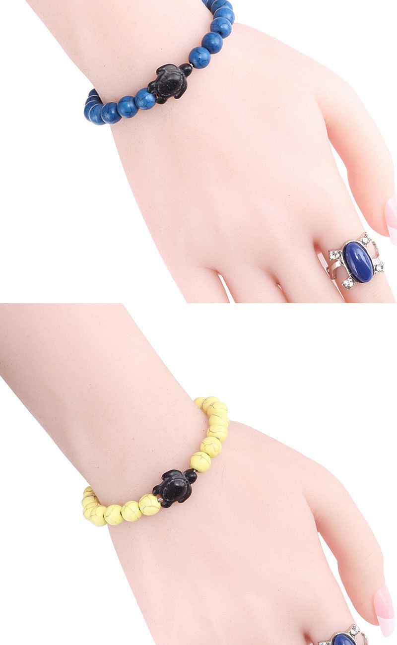 Europäisches und amerikanisches grenzüberschreitendes Perlenschildkrötenarmband für Herren im Hip-Hop-Nischen-Mode-Stil Armband für Herren schlichtes, trendiges Türkisarmband_voghion.com