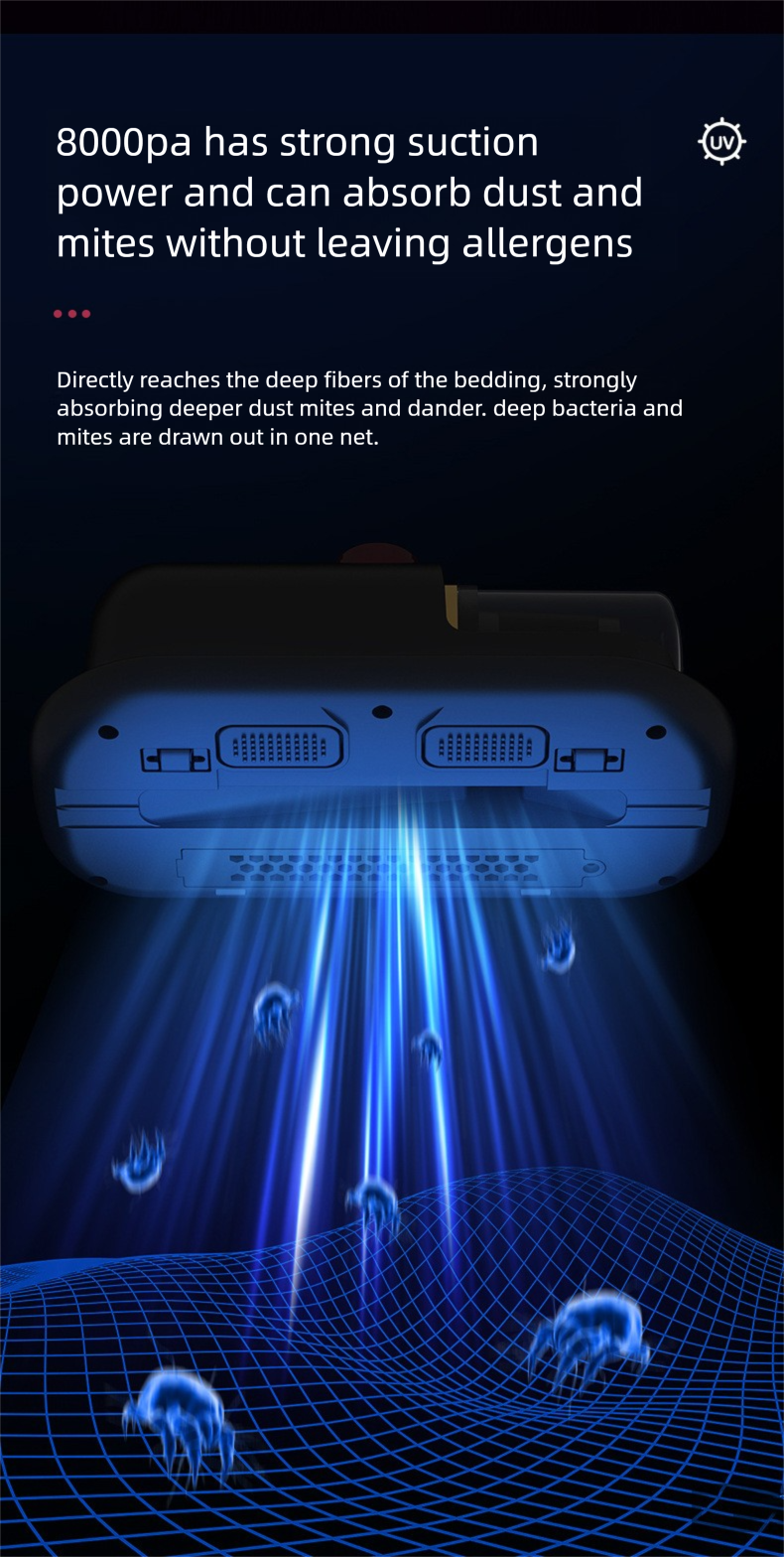 German Rechargeable Vacuum Cleaner, Strong Suction With Dual Beating UV Sterilization, Mite Removal For Home_voghion.com