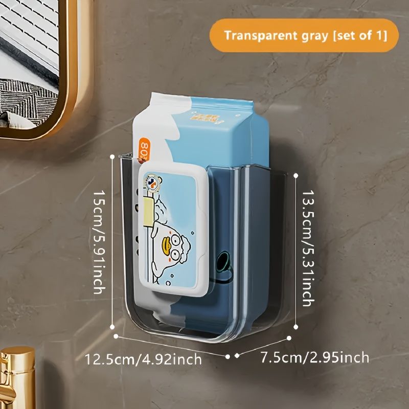 No-Drill Wall-Mounted Plastic Tissue Holder - Polished Finish Bathroom Organizer For Towels & Wipes Durable Modern Design Home & Commercial Use_voghion.com