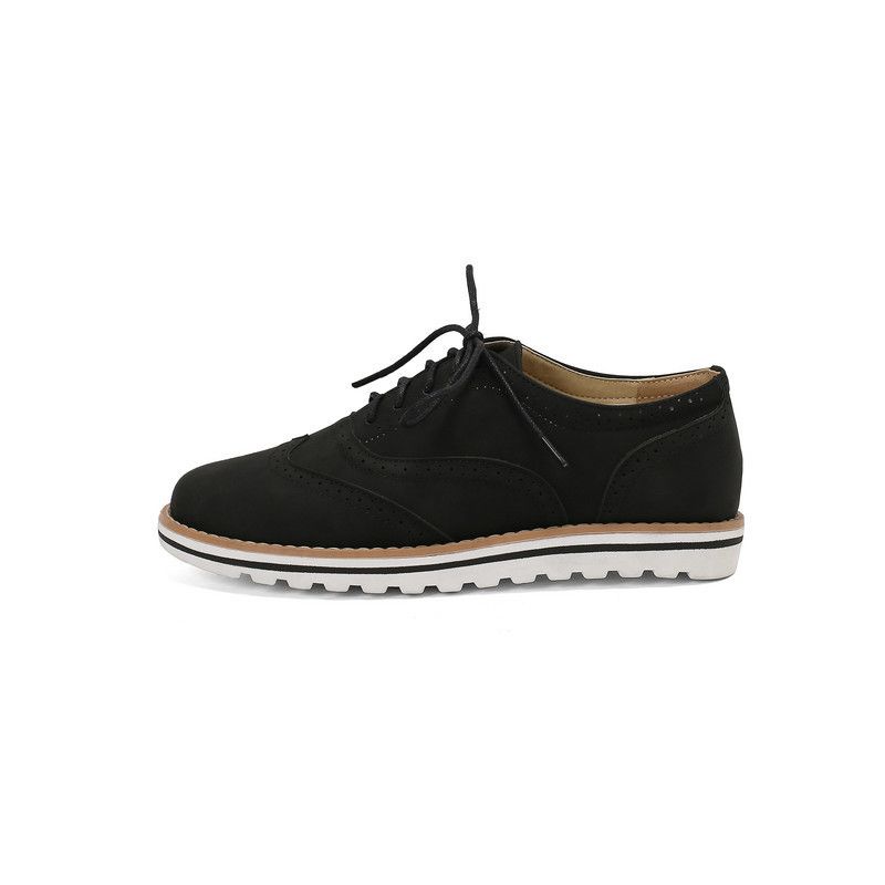 Damenschuhe Brogue Burnt Flower Frühling und Herbst Neue mattierte flache Sohle Schnürschuhe im Retro-Stil Lässige Damenschuhe Lederschuhe_voghion.com