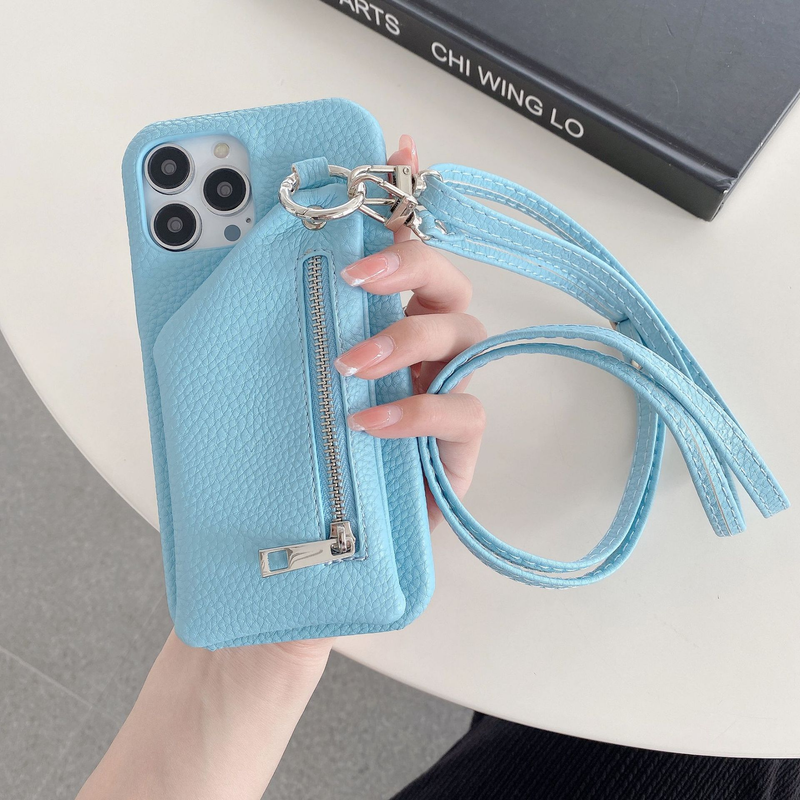 Mobile phone case purse card holder mobile phone case suitable for iPhone15 mobile phone case Apple 14pmax litchi pattern protective cover_voghion.com