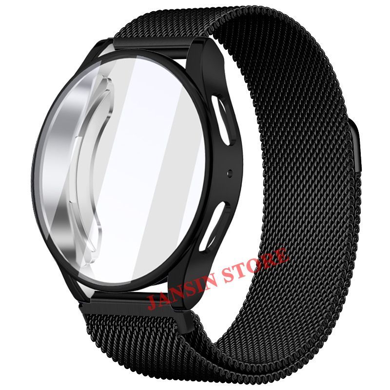 PC Glazen Behuizing + Milanese Loop Band Voor Samsung Galaxy Watch 7 6 5 4 40MM 44MM Metalen Magnetische Band Armband Voor Samsung Galaxy 7 6_voghion.com