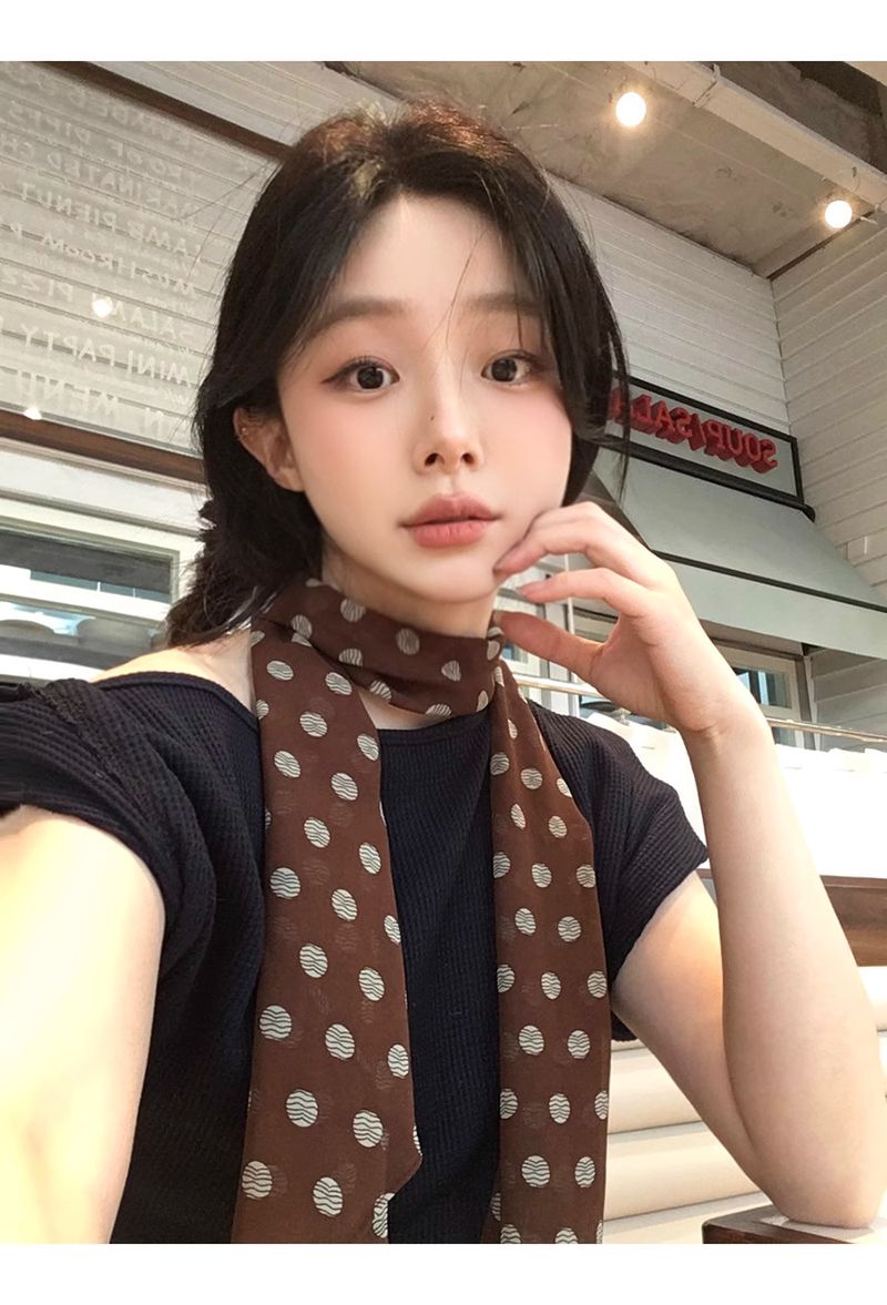 Mistakenly Mistaken For A Korean Drama Female Lead, Versatile Polka Dot Long Women's Beach Vacation Necktie, Scarf,_voghion.com