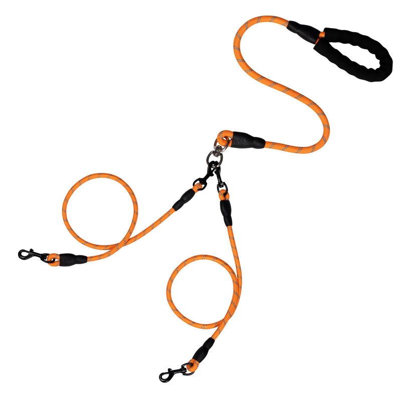 Pet Supplies Reflective Nylon One-to-Two Three Leash Anti-Tangle Multi-Head Detachable Dog Rope_voghion.com