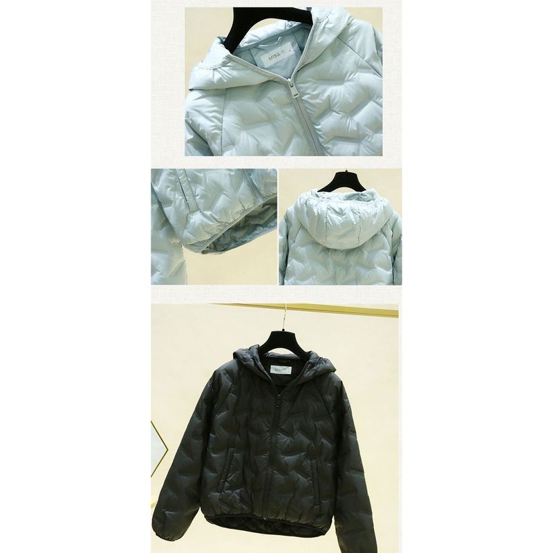 Piumino leggero da donna, modello corto per figure minute, nuovo design con cappuccio in rilievo, piumino d'anatra bianco invernale, caldo_voghion.com