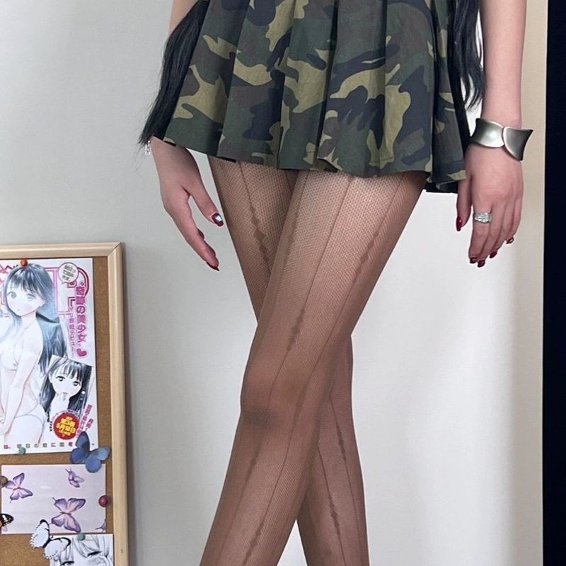 Francoske seksi geometrijske viseče linije retro žakard seksi mrežaste nogavice vroče dekle hladnega stila črne svilene hlačne nogavice_voghion.com