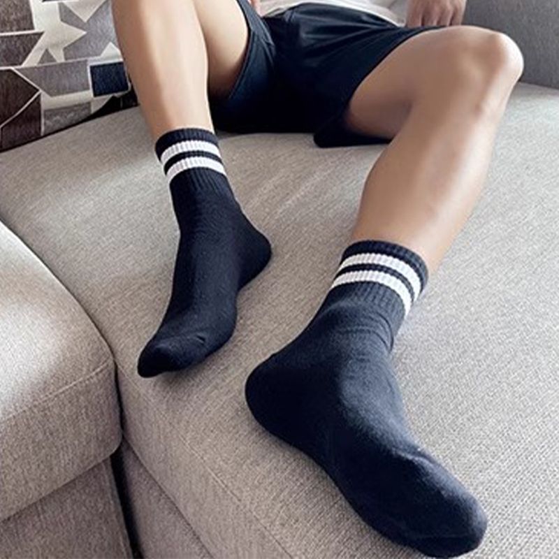 Herensokken Mid Tube Herensokken Sport Gestreept Parallelle Brug Zweetabsorberend Ademend Lange Tube Basketbalsokken Batch_voghion.com