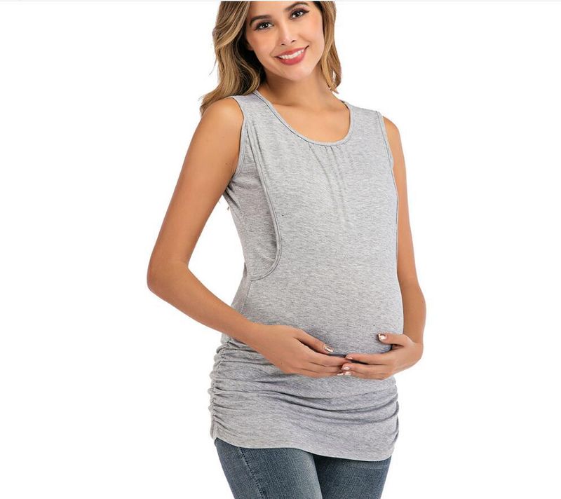 Tuta per l'allattamento da donna incinta, nuova, con scollo rotondo e apertura laterale, tinta unita_voghion.com