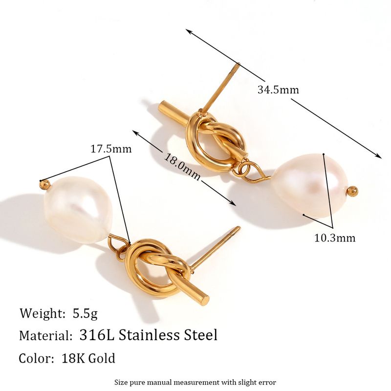 Orecchini rettangolari esagerati con rughe a forma di goccia d'acqua, placcati in oro e in acciaio al titanio, temperamento di nicchia alla moda_voghion.com