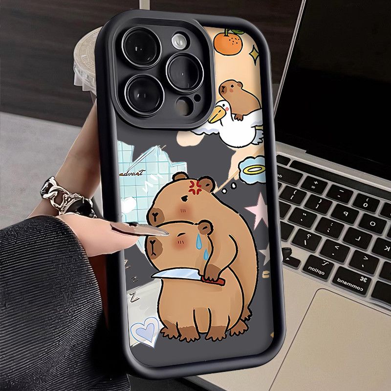 Compatible for iPhone 16 15 14 13 12 11 PRO MAX XR XS X 8 7 6 6S PLUS Full protection couple capybara case_voghion.com