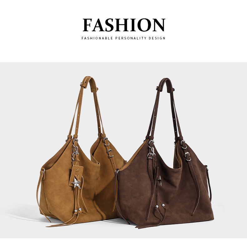 Borsa tote da donna, borsa hobo casual in tessuto di alta qualità, vintage, scamosciata, tracolla regolabile, tracolla a tracolla_voghion.com