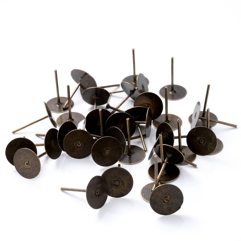 Base per orecchini a forma di garofano in acciaio inossidabile, bullone piatto rotondo per orecchini fai da te, 100 pezzi/suono_voghion.com
