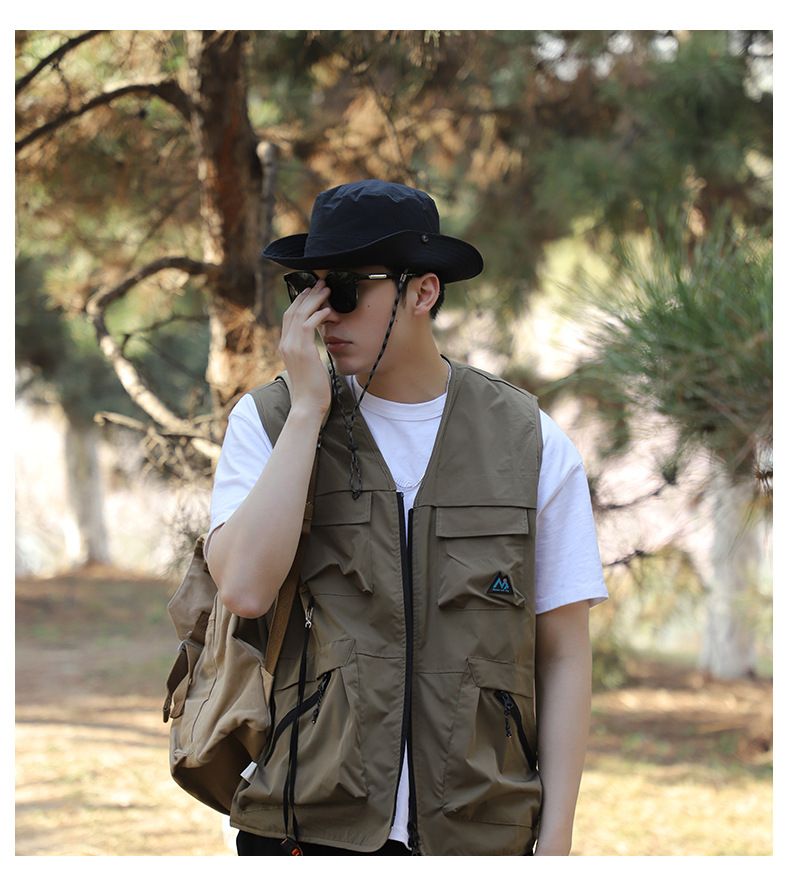 Cappello da pescatore da uomo per attività all'aperto - Protezione solare UPF 50+ e asciugatura rapida per escursionismo/pesca - Stile Boonie ripiegabile_voghion.com