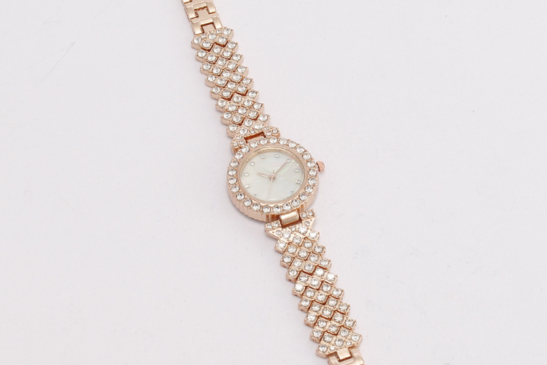 Full Diamond Fashion Inlaid Shell Face Women's Watch Bracelet Model_voghion.com