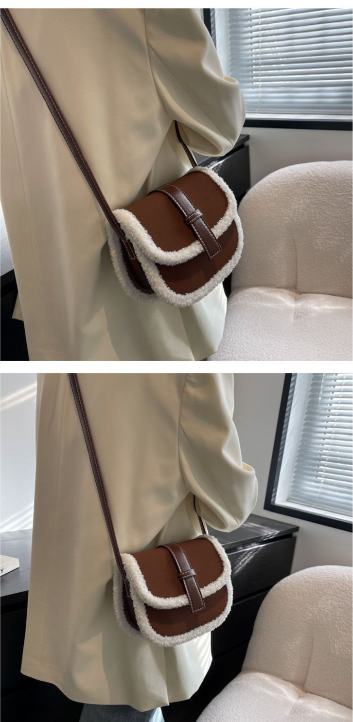 Borsa a tracolla senso di fascia alta borsa in pelliccia retrò femminile 2023 nuova borsa da sella rossa netta alla moda all-match un pezzo per conto di_voghion.com