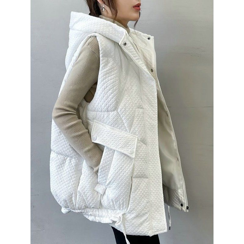 Damenbekleidung mit Kapuze, vielseitig verdickte, lockere, fleischbedeckende Jacke, mittellange Daunenbaumwolle_voghion.com
