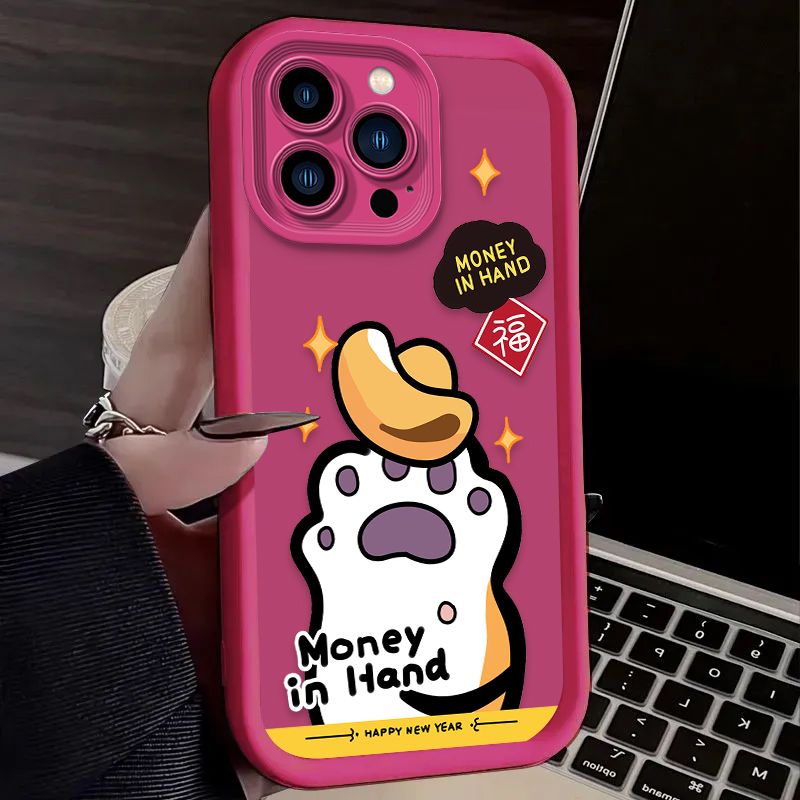 Süße Katze Hund Klaue Bowknot Matte Fall für iPhone 16 15 14 13 12 11 Pro Max X XS X S Max XR SE 2020 7 8 Plus iphone16 Rückseite_voghion.com