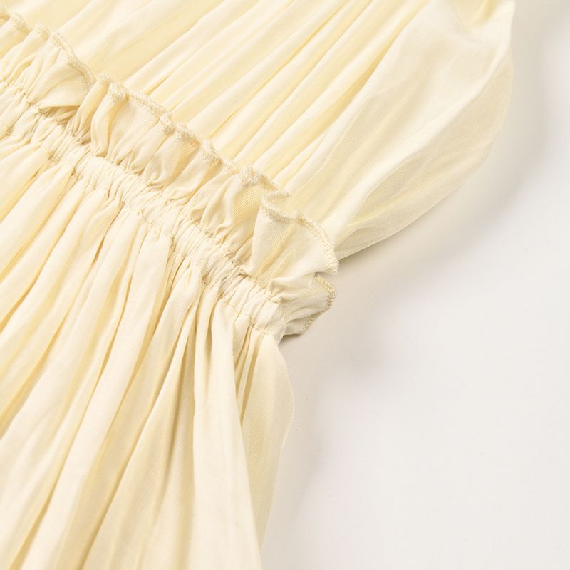 Odzież damska Sukienka w stylu temperamentu długa spódnica dla kobiet o nieregularnym, falbaniastym wzorze i luźna sukienka z dekoltem w serek i szeroką rozkloszowaną spódnicą_voghion.com