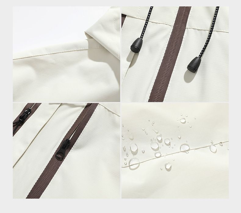 Wasserdichte Windjacke mit Kapuze für Herren – Leichter Outdoor-Regenmantel zum Wandern und Reisen (Schwarz, Lila, Zitrone, Elfenbein, Orange-Braun)_voghion.com