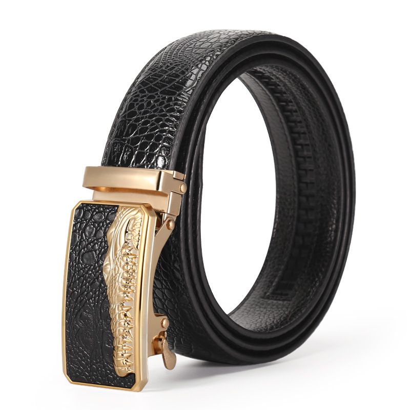 Automatic Buckle New Crocodile Pattern Casual Versatile Youth Jeans Men's Belt_voghion.com