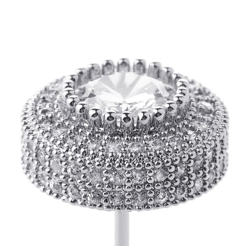 Orecchini a bottone Hip Hop con zirconi cubici rotondi da donna, per uomo e donna, placcati in argento 925, alla moda ed eleganti._voghion.com