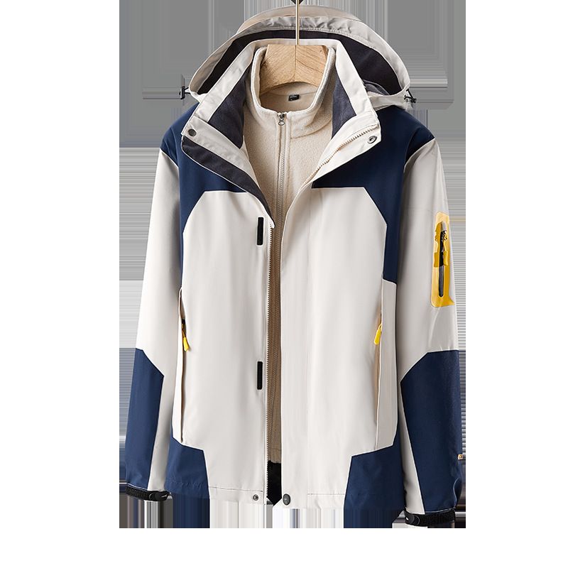 Giacca impermeabile da uomo in due pezzi, fodera in pile 3 in 1 da donna per la pesca all'aperto_voghion.com