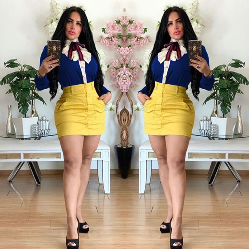 Camicia slim fit con fiocco da donna_voghion.com