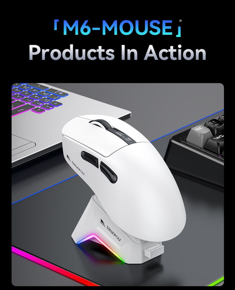 Mouse sem fio Bluetooth para jogos Smailwolf M6 com sensor PAW3311, comutação de três modos, magnético_voghion.com