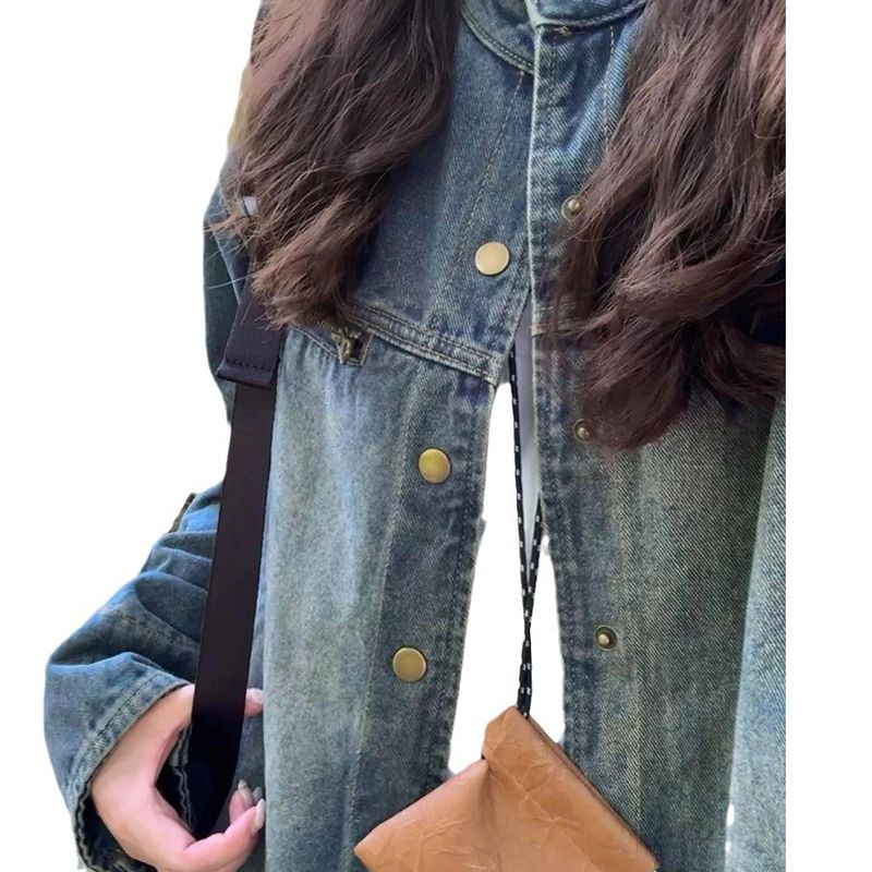 Sonbahar Kadın İlkbahar ve Sonbahar Yeni Stil, Küçük Dik Yaka Kısa Ceket, Tasarım Anlayışı, Niş Kot Ceket_voghion.com
