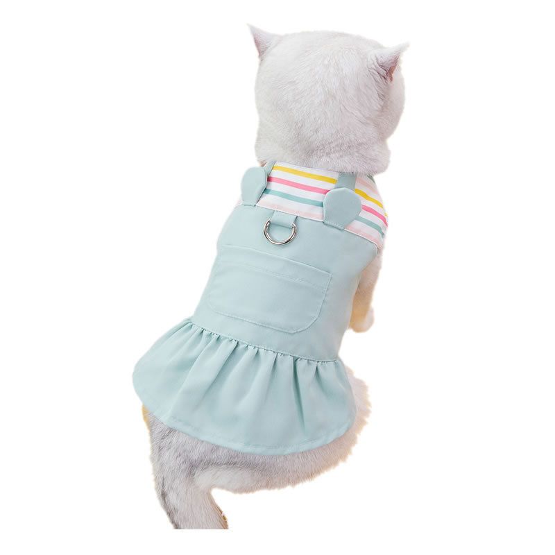 Frühling Sommer Neue Haustierkleidung Blaues Ragdoll-Katzenkostüm mit Leinenbefestigung 24 Quadratkragen-Häschenkleid_voghion.com
