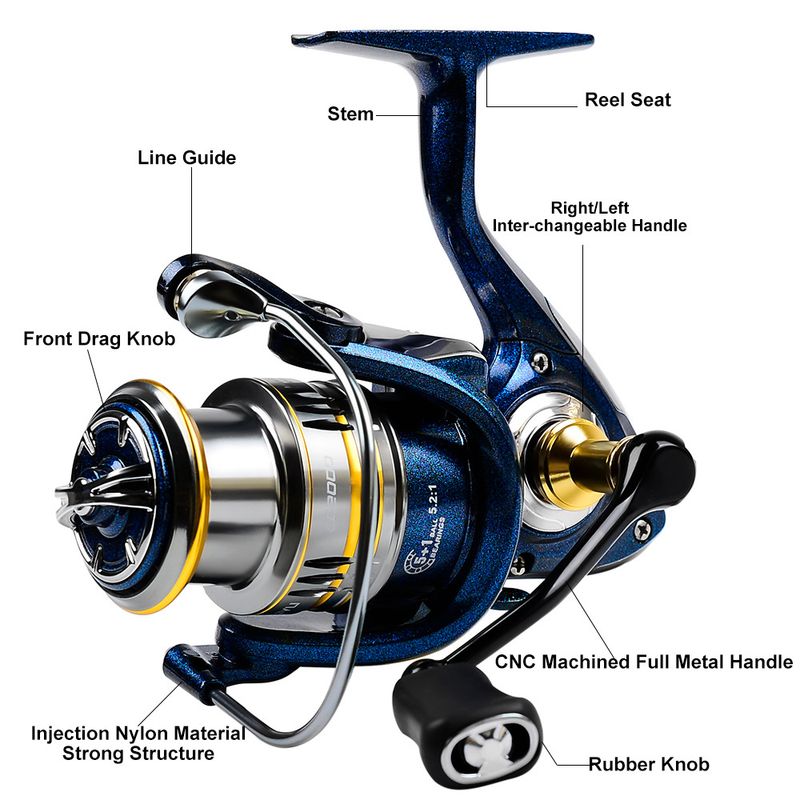 Metal Spinning Wheel 5.2:1 5+1BB Long Casting Lure Reel Fishing Gear_voghion.com