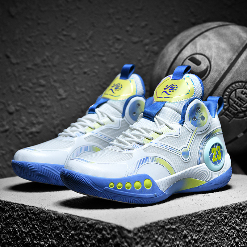 New Men's Basketball High Top Combat Boots Breathable Non-Slip Wear-Resistant Shock Absorption Middle School Students'_voghion.com