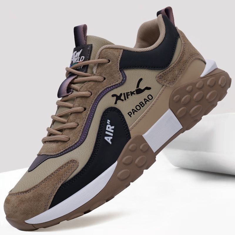 New Style Leather Breathable Comfortable Thick-Soled Casual For Youth, Trendy Dad Shoes, Soft-Soled Running Shoes_voghion.com