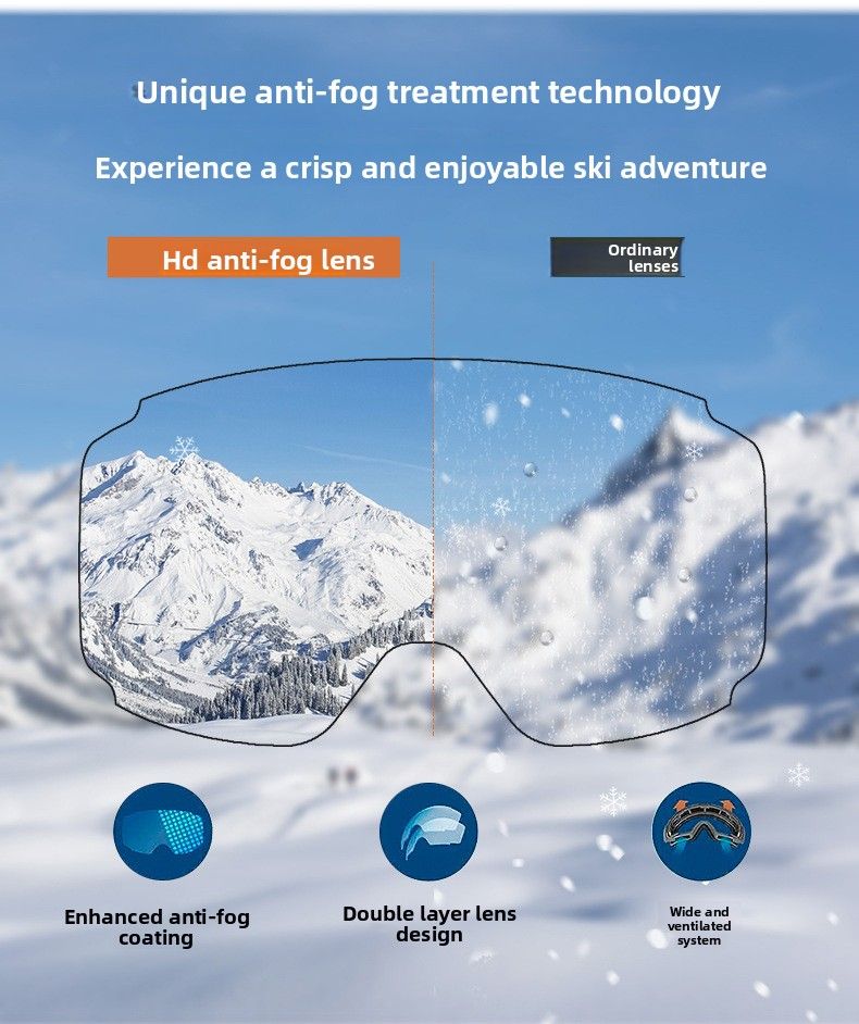 Double-layer Anti-fog Large Field Of View Aspheric Indoor Goggles HD Enhanced Clarity Outdoor Mountaineering Ski Glasses_voghion.com