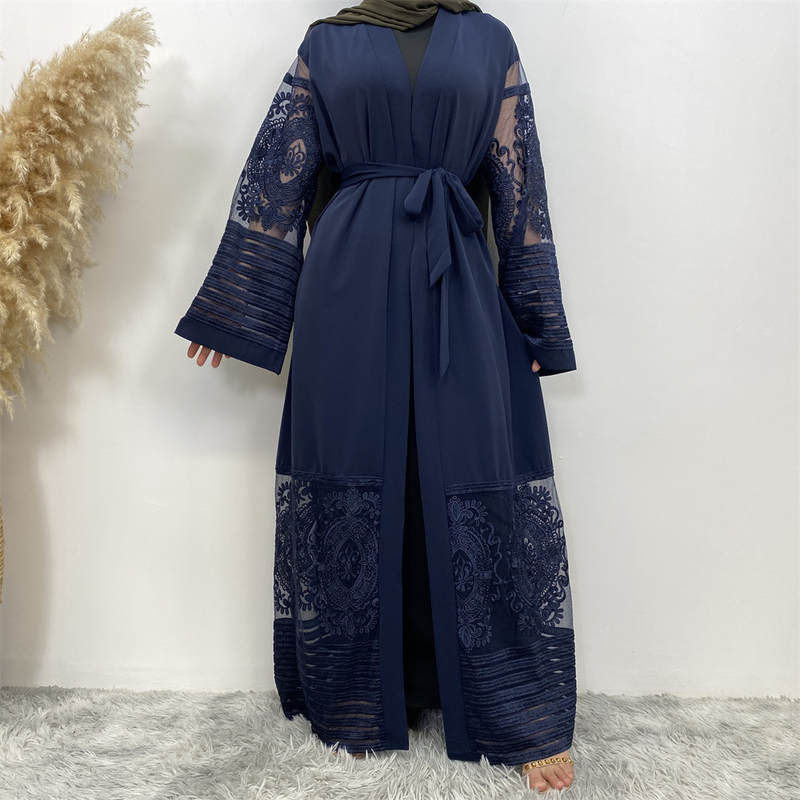 Damenmode-Cardigan-Stickerei-Gaze-Robenkleid_voghion.com