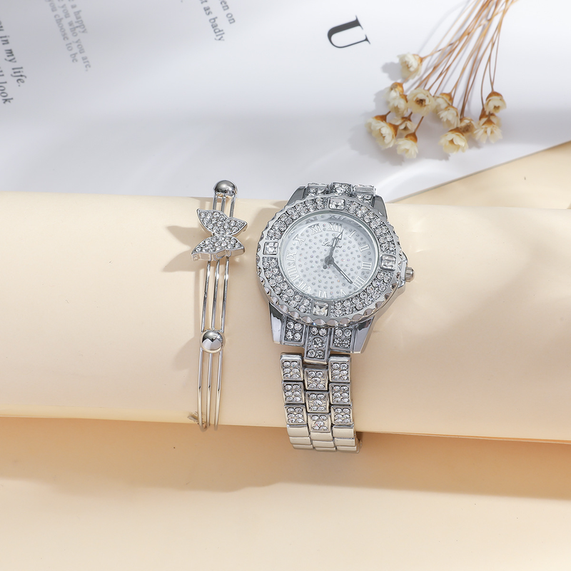 5 teile/satz Damen Sommer Neue Mode Frische Persönlichkeit Stahl Band Quarzuhr Set_voghion.com