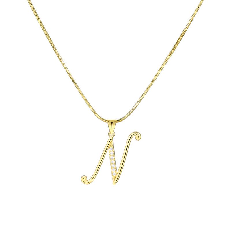 Kreativ Moud High-End Halskette Koffer Zirkon Echtgold Galvaniséierung 26 Buschtawen Anhänger Schléissebein Kette_voghion.com