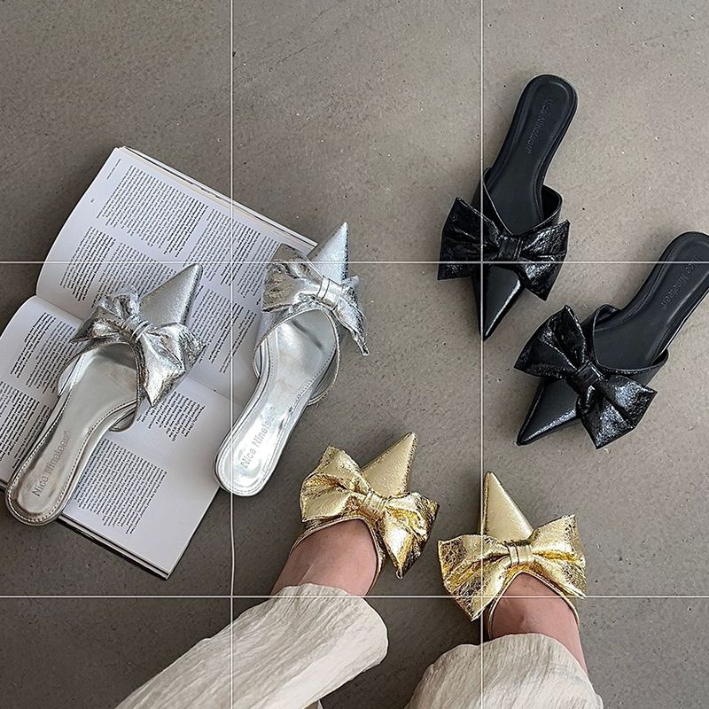 Women's Flat Beach 2024 Fashion Butterfly Knot Women's Apartments With Shoes Slippers Mules_voghion.com