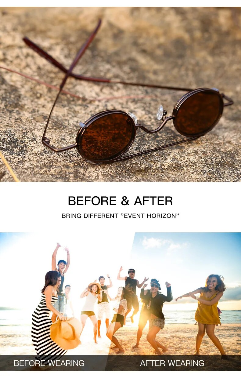 SHAUNA Punk Styles Women Small Oval Sunglasses Fashion Men Removable Clip Dual Use Blue Mirror/Clear Lens Glasses UV400_voghion.com