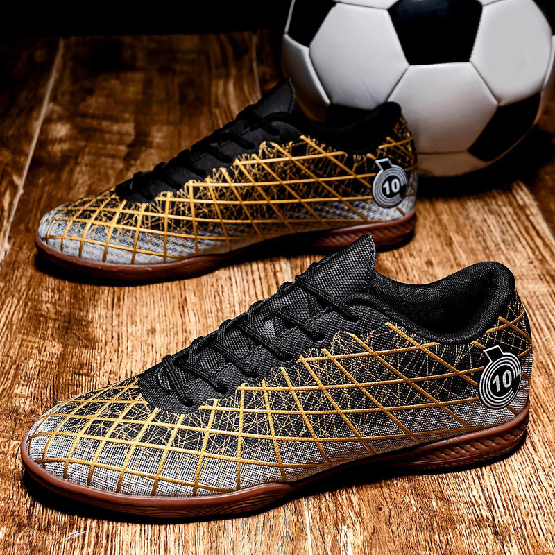 New Indoor Flat Five-a-Side Large Size Rubber Sole Wooden Floor Training Soccer Shoes_voghion.com