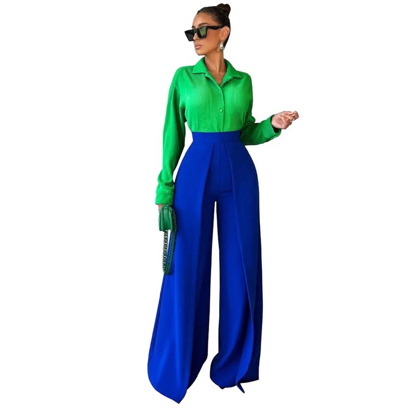 Damenbekleidung, drapiert, locker, schmal, weites Bein, einfarbig, gerader Stil, modische Freizeithose_voghion.com