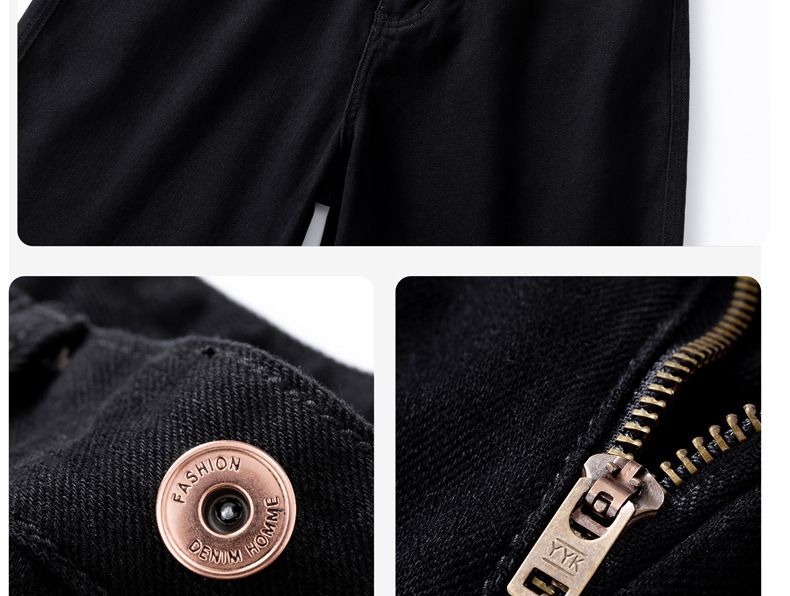 Men's Casual Denim Shorts – Black & White Loose Fit Straight Cut (Cotton, Summer Streetwear, Non-Stretch)_voghion.com