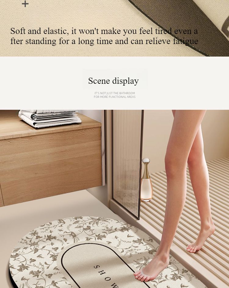 Tapis de sol haut de gamme en boue de diatomée, antidérapants et anti-salissures pour salle de bain, absorbants et à séchage rapide pour porte d'entrée, tapis de salle de bain_voghion.com