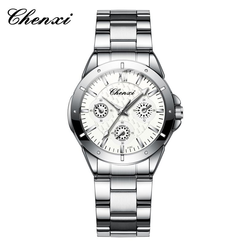 CHENXI Orologi da polso da uomo e da donna, con cinturino in acciaio, impermeabili al quarzo, con tre indicatori decorativi, di marca, per coppie_voghion.com
