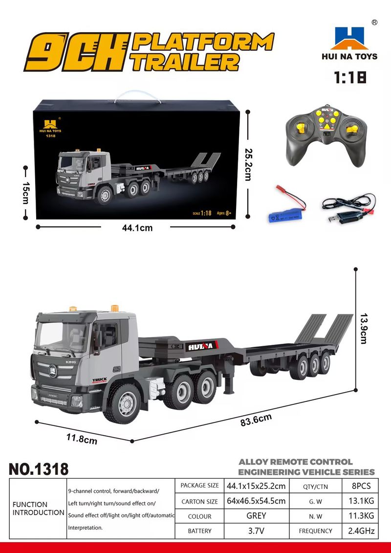 Mother & Kids 1:18 Scale 9-Channel Remote Control Alloy Fire Truck Realistic Design LED Lights Premium Construction Vehicle Toy For Kids & Collectors_voghion.com