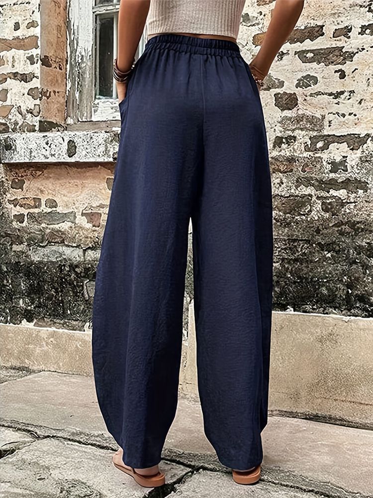 Damenbekleidung Große Größe Einfarbige Pumphose Tasche Vielseitige Sommerhose_voghion.com