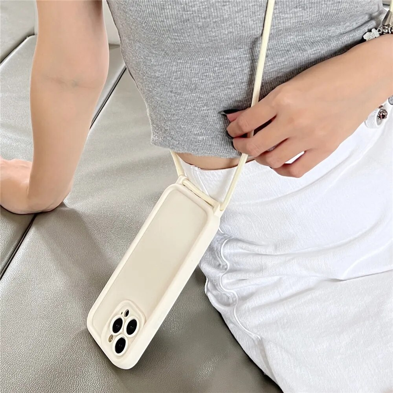 Koreaanse Crossbody Ketting Koord Lanyard Silicone Soft Case Voor iPhone 14 15 Pro Max 13 12 11 XS XR Schokbestendig_voghion.com